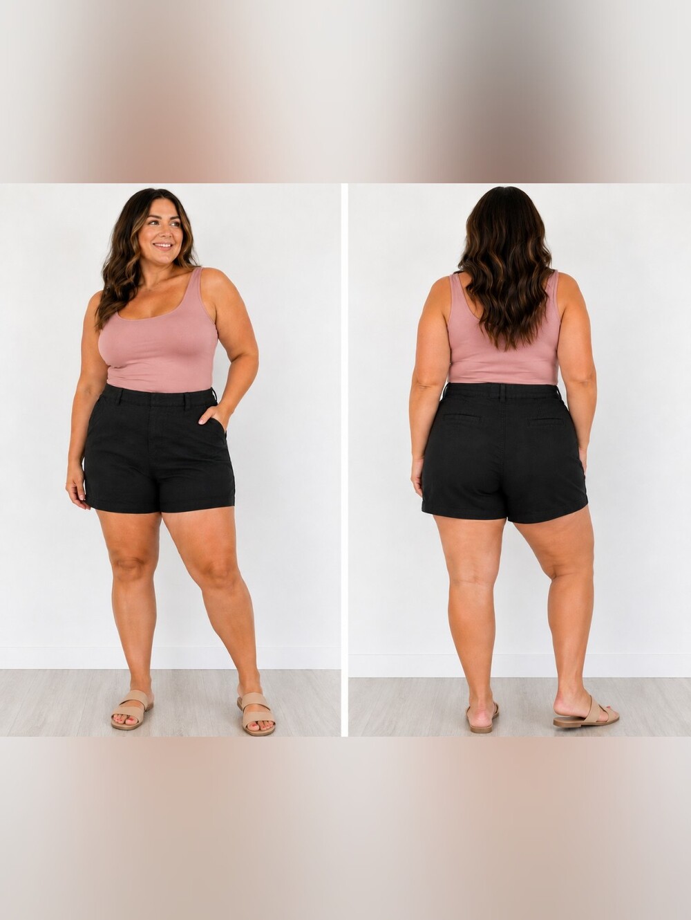Lane Bryant Black Stretch Chino Shorts Size 14